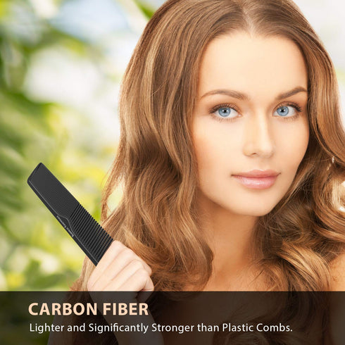 Salon Styling Combs | 5 Piece Professional Black Carbon Fiber Hair Comb Set for Men and Women