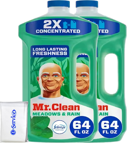 Number 1 In Service Mr Clean Multi-Purpose Meadows Rain Liquid Cleaner, 64 Ounce, 2X Concentrated