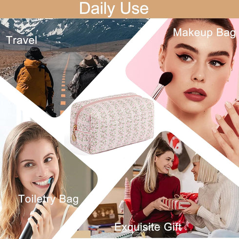 Makeup Bag Travel Cosmetic Bag for Women Girls, Floral Toiletry Organizer Makeup, Zipper Pouch, Portable Storage Bag