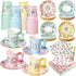 SUMMORO 180 Pcs Floral Paper Tea Cups and Plates 9 OZ Disposable Paper