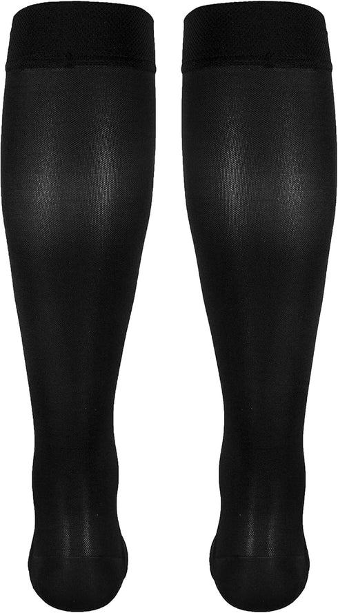Truform Women's Compression Stockings, 20-30 mmHg, Knee High Length, Open Toe, Black, Medium