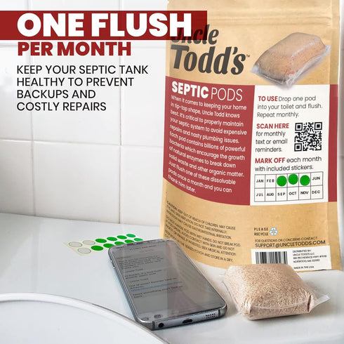 Uncle Todd's Septic Pods - 12 Count Treatment for Septic Tank, Eco-Friendly Solution