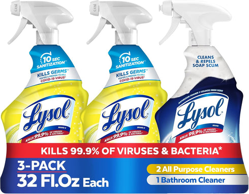 Lysol All Purpose Cleaner Spray, Multi-Purpose Disinfecting Spray & Bathroom Cleaner, Lemon Breeze