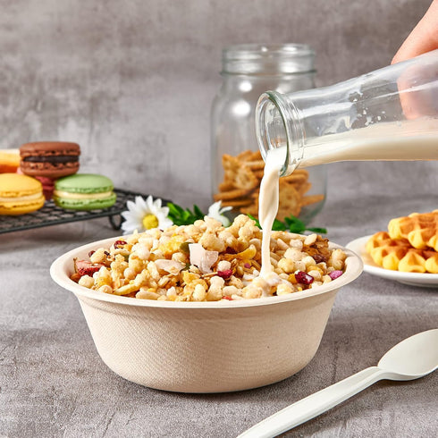 ECOLipak 12 oz Paper Bowls, 150-Pack Heavy-duty Compostable Disposable Soup Bowls for Hot and Cold Food