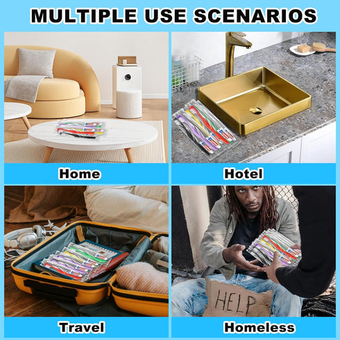 20pcs Disposable Toothbrushes with Toothpaste, Individually Wrapped Travel Toothbrush Kit for Homeless, Airbnb, Hotel