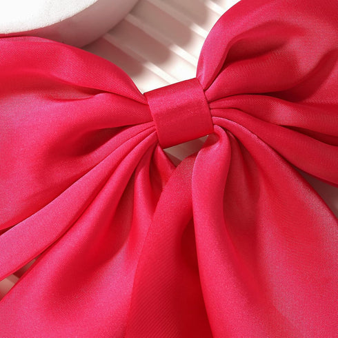 Satin Big Hair Bows Clips for Women, Large Hot Pink Hair Accessories, Pack of 2