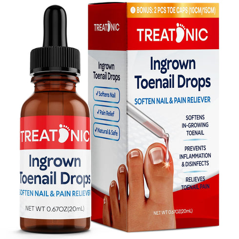 Ingrown Toenail Treatment Kit, Pain Reliever and Softener for Easy Trimming with Silicone Gel Toe Caps