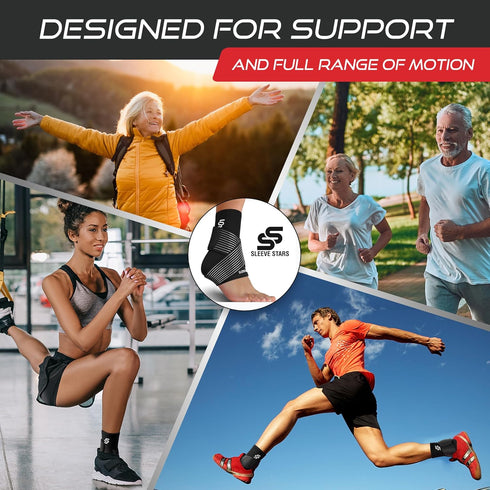 Sleeve Stars Ankle Brace for Sprained Ankle & Plantar Fasciitis Relief, Achilles Tendonitis Brace & Compression Strap
