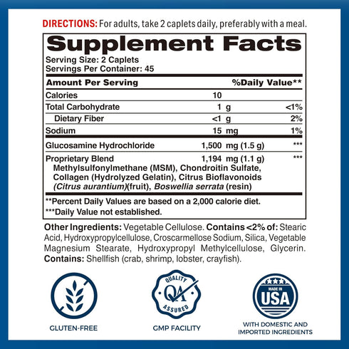 Vitamin World Triple Strength Joint Mover, Glucosamine Chondroitin with MSM, 90 Caplets