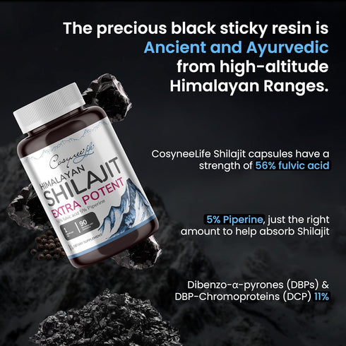 SHILAJIT Pure Himalayan Organic, 90 Count, 5% Piperine, 56% Fulvic Acid for Maximum Potency