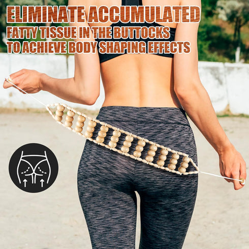 KintKita Wood Therapy Massage Tools,Back Wooden Massage Roller Rope Tool Maderoterapia Kit Professional Cellulite