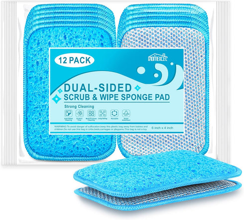 HOMEXCEL 12 Pack Scrub & Wipe Cloths, Non-Scratch Wire Dishwashing Rag for Kitchen, All-Purpose Cloth for Cookware