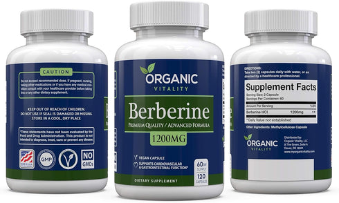 Premium Berberine HCL Supplement, 1200mg per Serving, 120 Vegan Capsules, Supports Healthy Lifestyle
