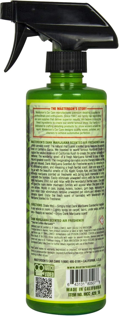 MASTERSON'S CAR CARE MCC_420_16 DANK - Marijuana Scented Air Freshener (16 oz)