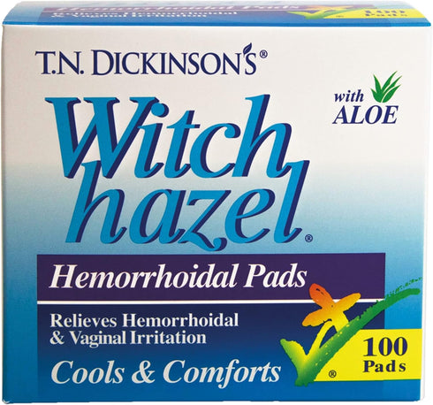 T.N. Dickinson's Hemorrhoidal Pads with Witch Hazel and Aloe, Clear, 100 Count