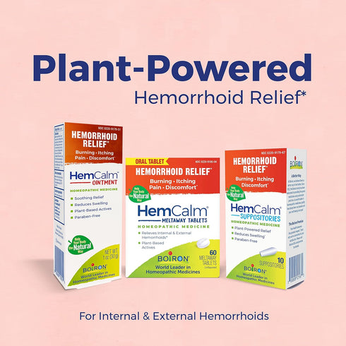 Boiron HemCalm Suppositories - Hemorrhoid Relief for Pain, Itching, Swelling, 10 Count