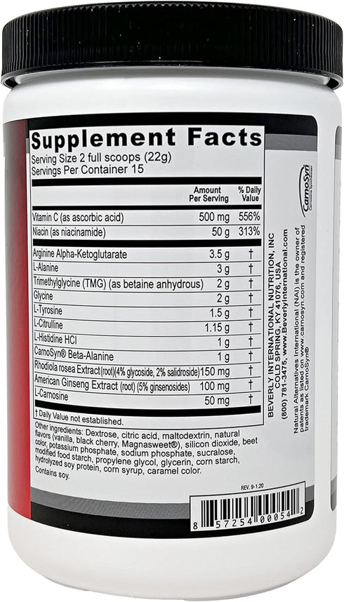 Beverly International Up-Lift 330 grams Workout Energy Drink Mix, Stimulant Free, Nitric Oxide & Cognitive Catalysts