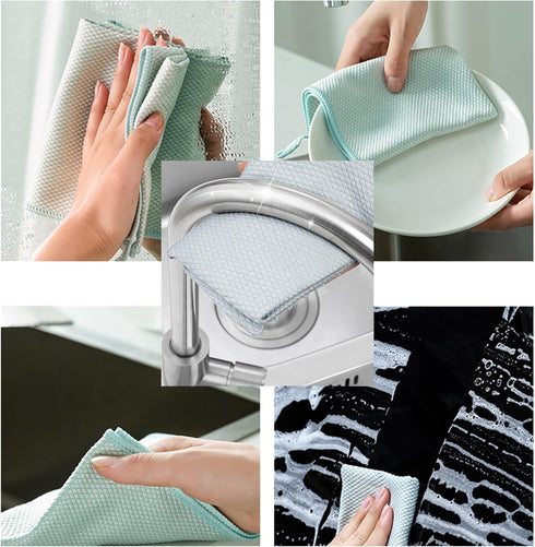 Extra Large Fish Scale Glass Cleaning Cloth, Lint Free Nanoscale Microfiber Tower, Polishing Tower 15.8" x 19.7" (Mix,