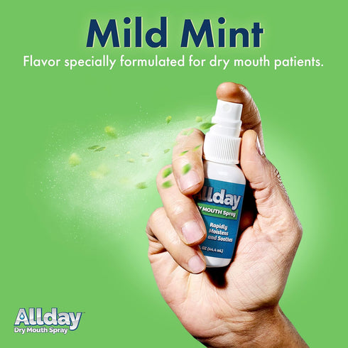 Allday Dry Mouth Spray - Maximum Strength Xylitol, Fast Acting Non-Acidic Spray (Pack of 2)