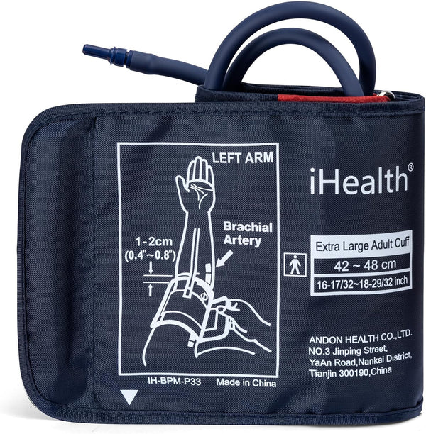 iHealth Extra Large Adult Blood Pressure Cuff (16.5"-18.9" | 42-48cm) - XL Replacement Cuff for iHealth Track Monitor