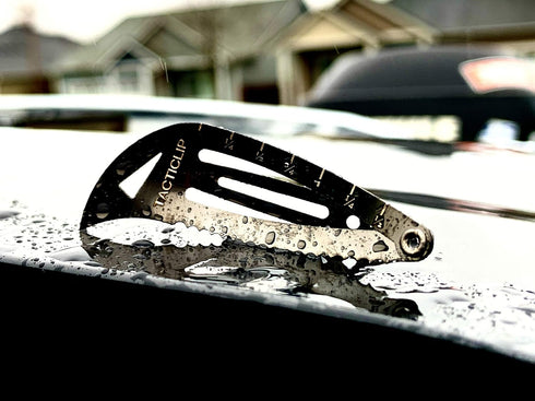 Tactical Hair Clips 4 Pack - Black Multitool Snap Barrettes with Laser Engraved Design