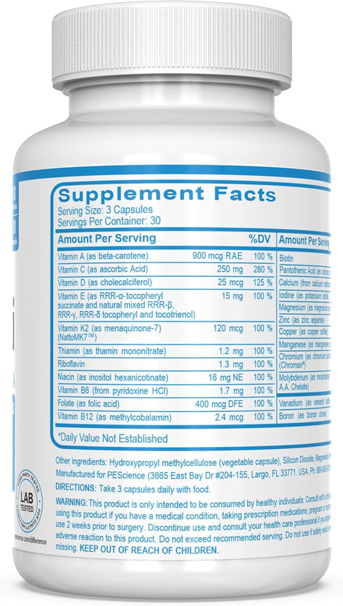 Immune 90 PEScience TruMulti Multivitamin for Men, Daily Formula with Premium Vitamin C, D, Zinc, Chromium Picolinate