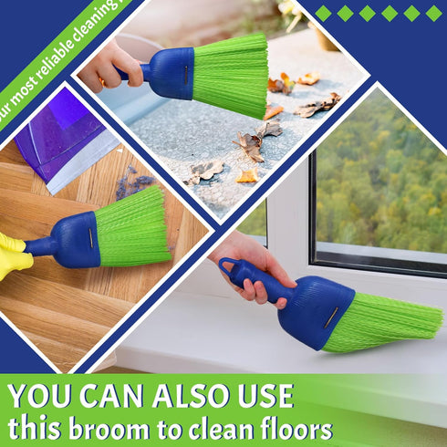 Domensi 4 Pcs Whisk Broom, Poly Fiber Handheld Brush for Indoor and Outdoor Cleaning