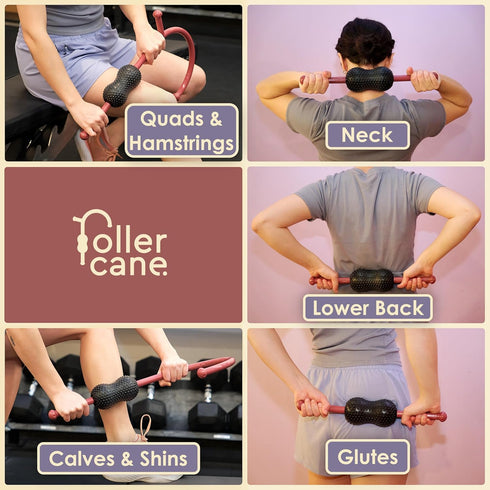 Toro Canyon 2-in-1 Roller Cane Massager | Massage Roller Stick & Trigger Point Cane | Rubber Ball for Deep Tissue
