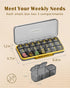 Ruquvi 3 7 Weekly Pill Organizer Times A Day, AM PM Organizer Day Pill Box with Separate Compartment, Large Medicine