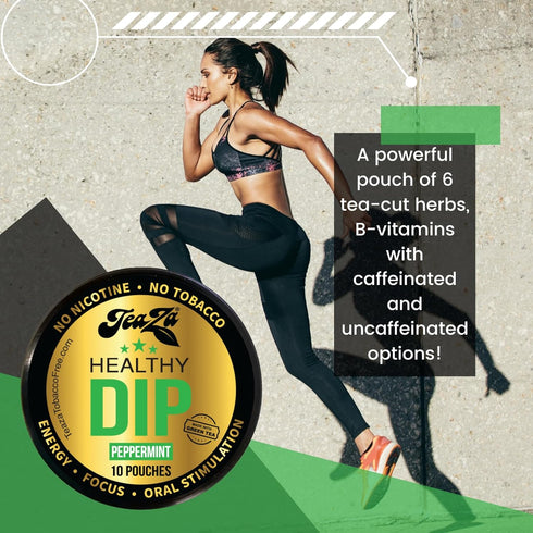Teaza Peppermint Herbal Energy Pouch - 10 Count, 4 Camo Pucks for Natural Energy Boost