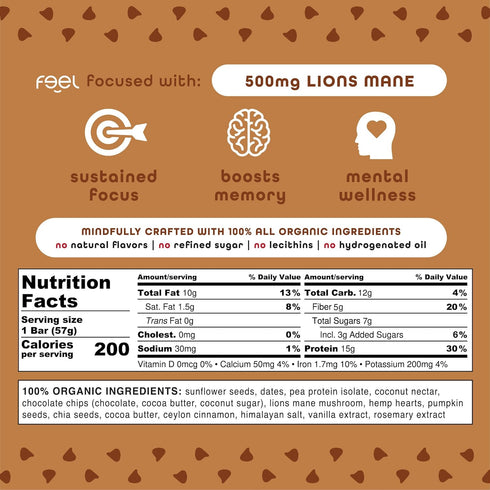 Feel Vegan Protein Bars, Brownie Chocolate Chip, Keto, Gluten Free, 15g Plant Protein, 10 Pack