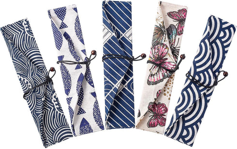 5 Pcs Straw Carrying Pouch Kit, Reusable Straw Bag, Portable Travel Bag for Cutlery and Cleaning Brush Straws