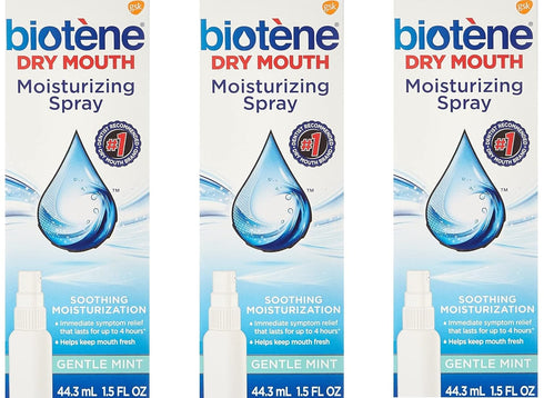 Biotene Gentle Mint Moisturizing Mouth Spray, Sugar-Free for Dry Mouth and Fresh Breath, 1.5 Fl Oz (Pack of 3)