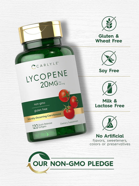 Carlyle Lycopene 20 mg, 120 Softgels, Non-GMO & Gluten Free Supplement