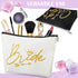 11 Pieces Bridal Shower Wedding Makeup Bags, Canvas Cosmetic Bags for Bachelorette Party, Bride I Do Crew Gifts (White,