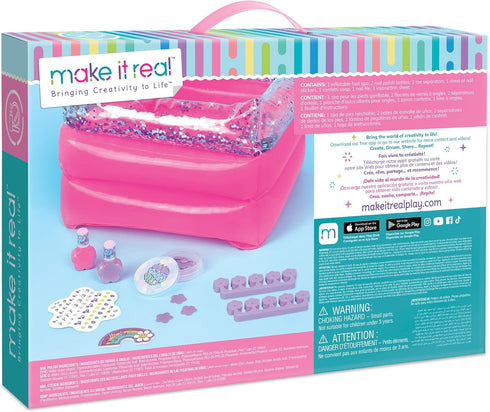 Make It Real: Pamper Yourself Spa Set - 9 pcs, Inflatable Sparkly Foot Bath & Accessories, Nail Polish & Art, Tweens, Girls & Kids Ages 8+ by Make It Real