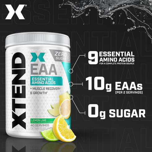 XTEND EAA + BCAA Powder - Muscle Recovery & Lean Muscle Growth with 9 Essential Amino Acids, Lemon Lime (40 Servings)