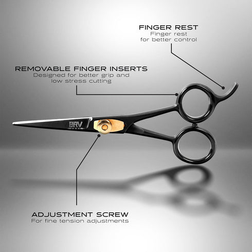 Razor Sharp Beard & Mustache Scissors, 5" High Carbon Stainless Steel Facial Hair Trimming Shears, Right Handed, Black