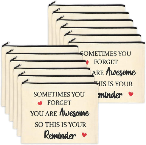 12 Pieces Inspirational Thank You Gift Makeup Bags for Social Workers, Nurses, Teachers, Volunteers, Birthday Gifts