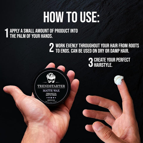 MATTE WAX (4oz) - Premium Water Based Hair Styling Pomade, Firm Hold, Matte Finish