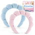 Spa Headbands Set of 2 for Washing Face, Terry Cloth Headband Combo Pack, Pink & Blue
