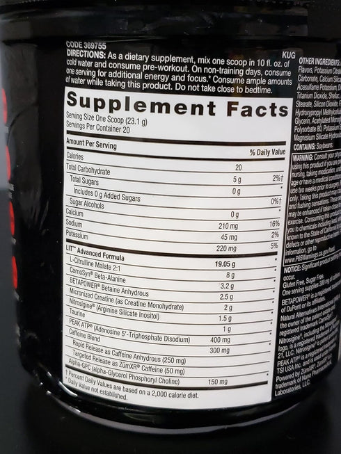BEYOND RAW LIT AF Pre-Workout Powder | Advanced Formula | 20 Servings | Sweet & Tart | Contains Caffeine, L-Citruline,