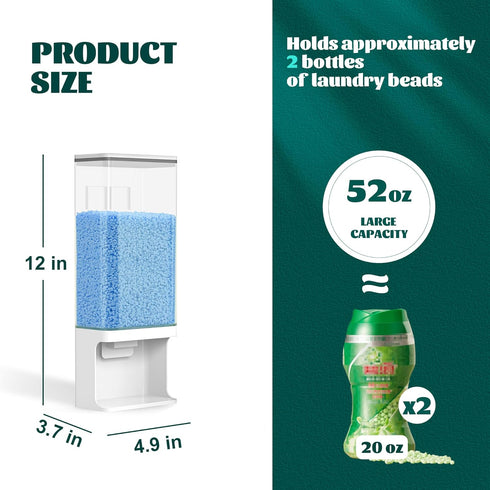 Laundry Detergent Dispenser, 52.5 OZ Wall-Mounted Scent Booster Beads Holder for Laundry Room Storage