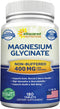 aSquared Nutrition Magnesium Glycinate 400mg - 180 Tablets, Max Strength Bisglycinate Supplement for Muscles & Heart