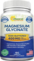 aSquared Nutrition Magnesium Glycinate 400mg - 180 Tablets, Max Strength Bisglycinate Supplement for Muscles & Heart