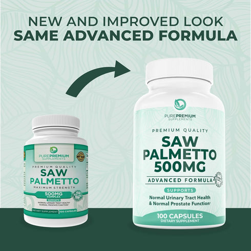 PurePremium Saw Palmetto 500 mg for Men/Women – Maximum Strength Extract, 100 Tablets