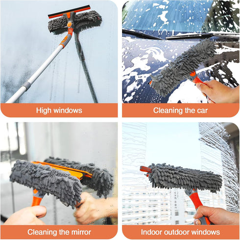 eazer 89'' Squeegee Window Cleaner 2 in 1 with Rotatable Tool Kit, Extension Pole for Indoor/Outdoor Window and Car