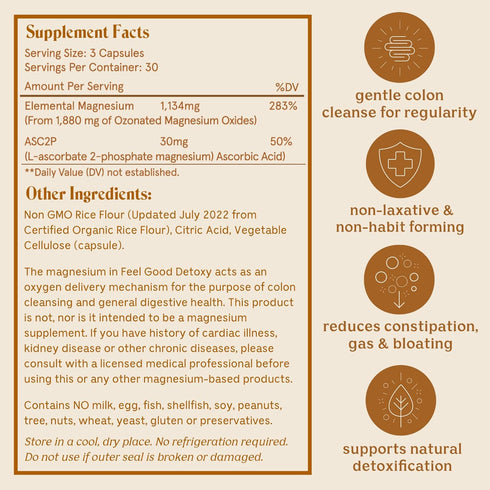 Solluna by Kimberly Snyder Feel Good Detoxy - Natural Colon Cleanse & Digestion Detox Capsules with Ozonated Elemental