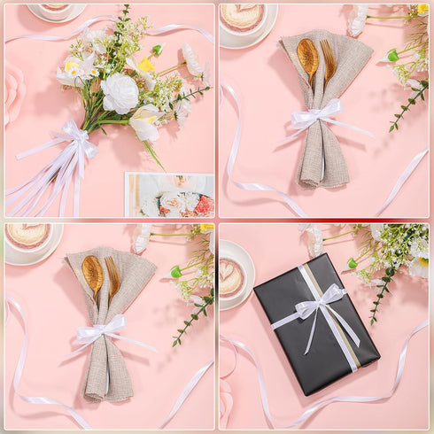 White Ribbon 120 Yards, 3/8 Inch Thin White Satin Ribbon for Gift Wrapping, Flower Bouquets, Wedding Decoration