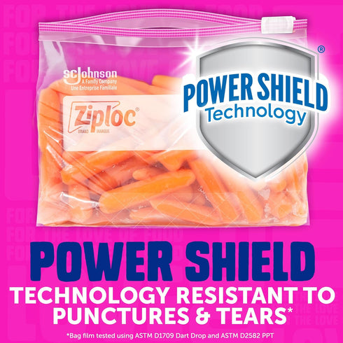 Ziploc Quart Food Storage Slider Bags - Power Shield Technology, 42 Count